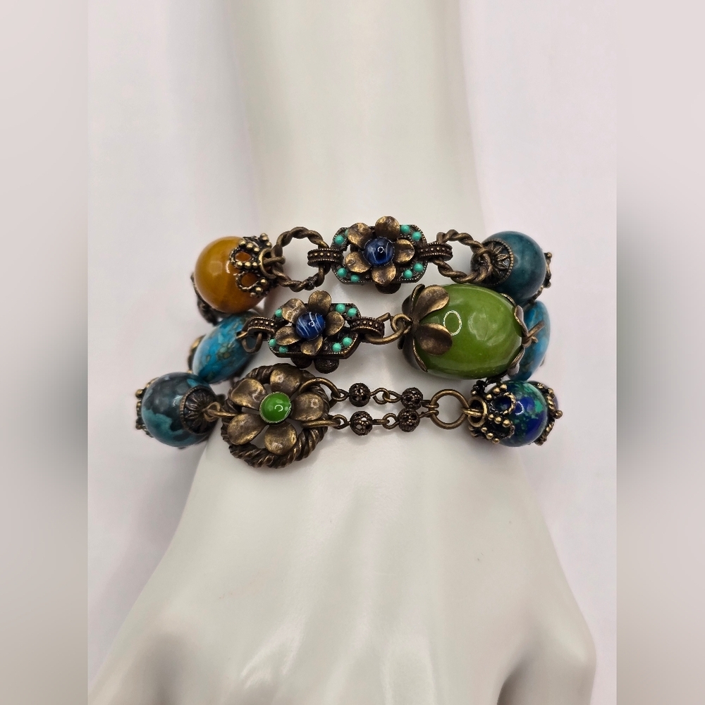 Vintage Sweet Romance 3 Strand Beaded Bracelet